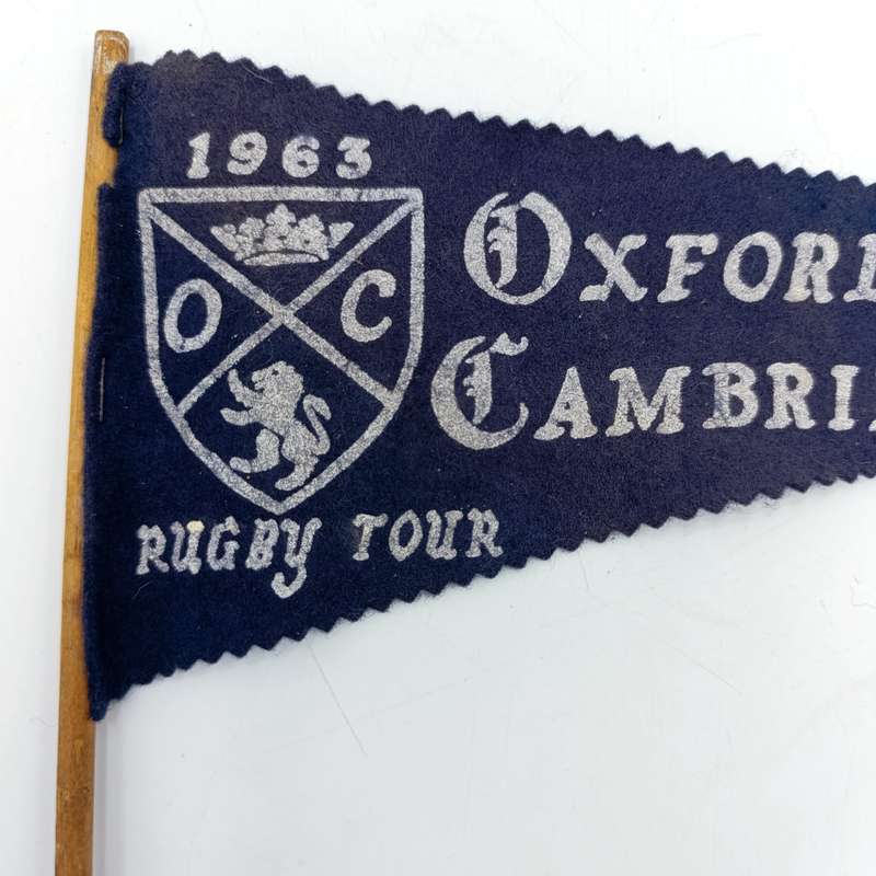 Vintage 1963 Oxford Cambridge Rugby tour flag
