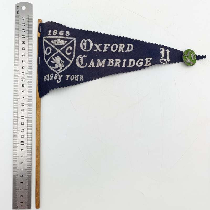 Vintage 1963 Oxford Cambridge Rugby tour flag