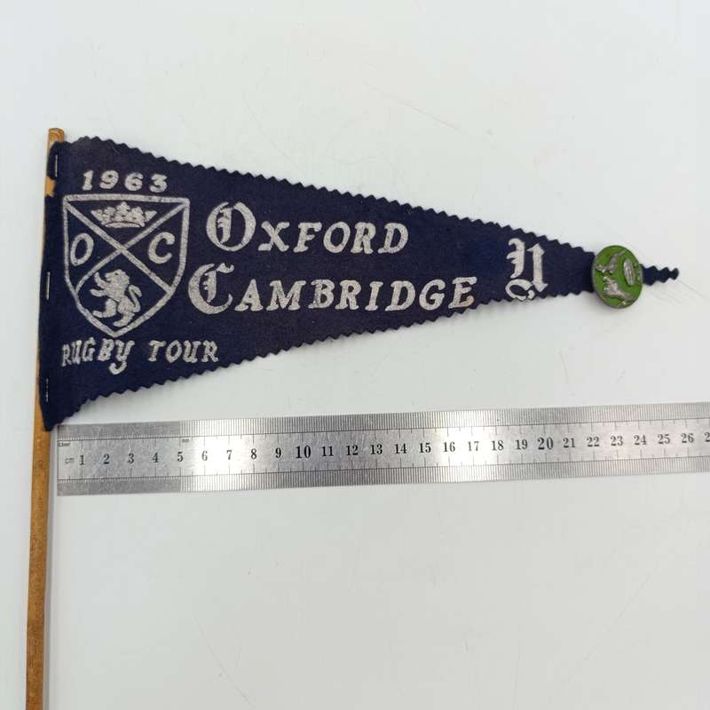 Vintage 1963 Oxford Cambridge Rugby tour flag