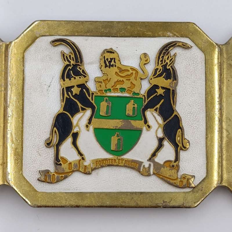 Unusual Johannesburg coat of arms stable belt buckle