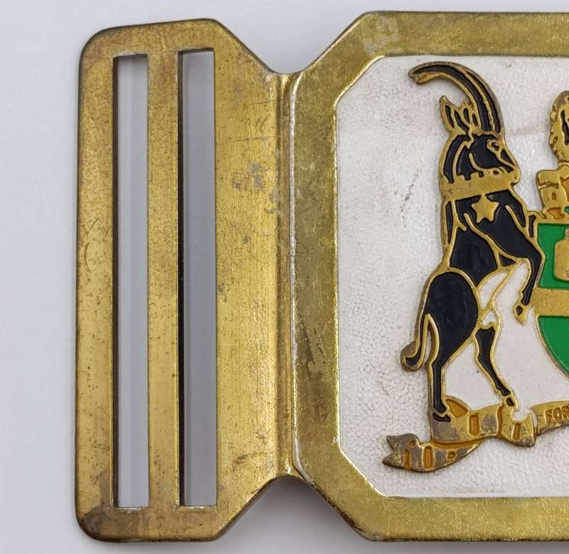Unusual Johannesburg coat of arms stable belt buckle