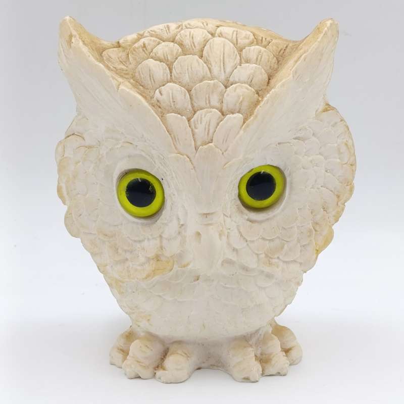 Beautiful white Stonelite owl figurine - Height 12cm