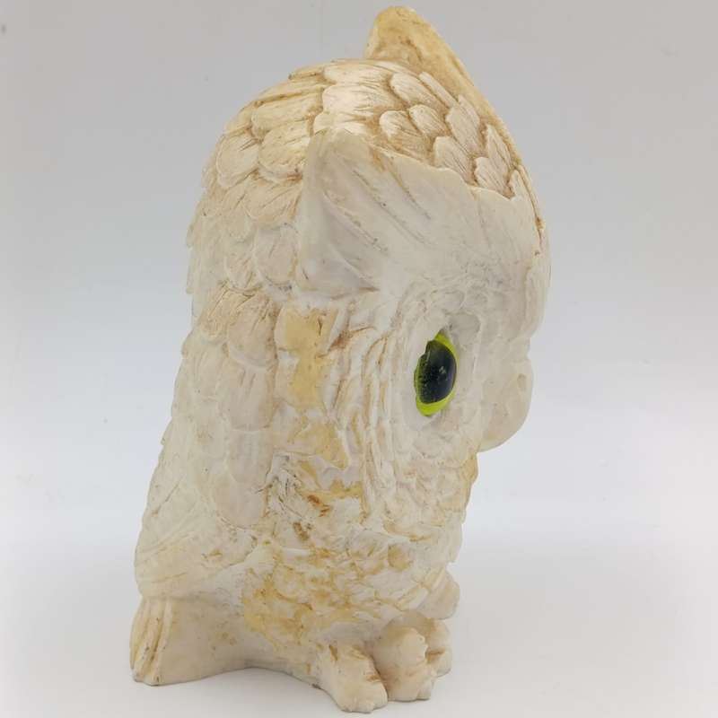 Beautiful white Stonelite owl figurine - Height 12cm
