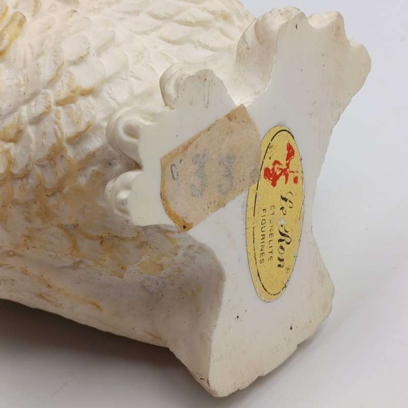 Beautiful white Stonelite owl figurine - Height 12cm