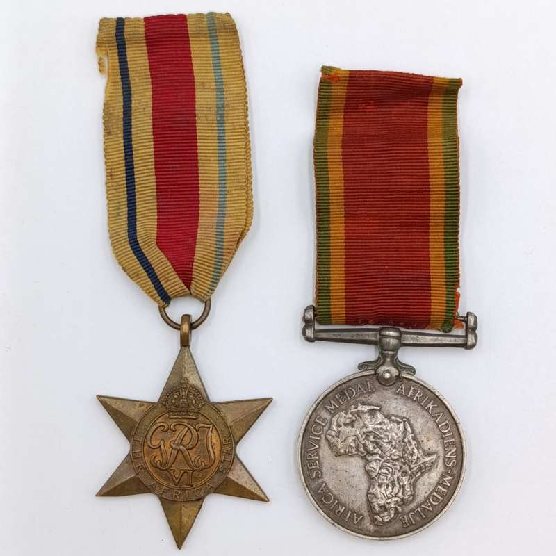 Pair of WW2 medals to AC Prinsloo - Africa service medal (silver) and Africa star