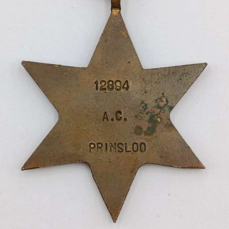 Pair of WW2 medals to AC Prinsloo - Africa service medal (silver) and Africa star