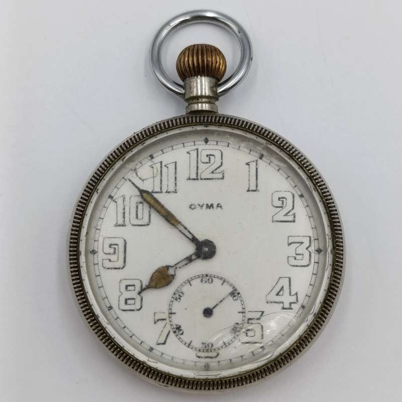 Vintage Cyma pocket watch with Nickel case - working