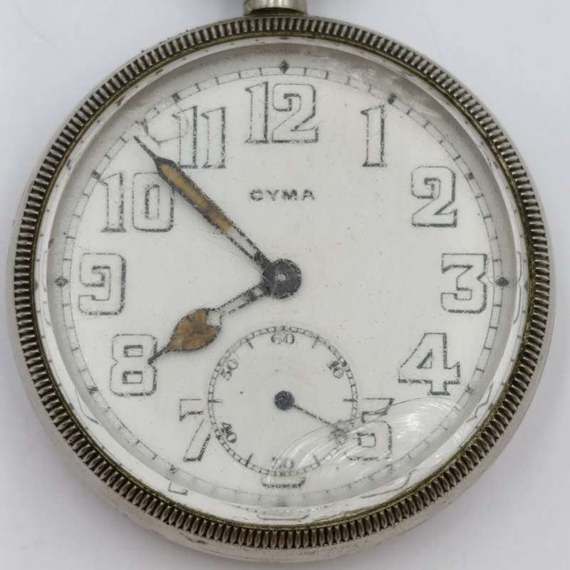 Vintage Cyma pocket watch with Nickel case - working