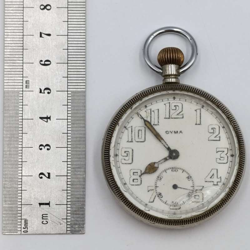 Vintage Cyma pocket watch with Nickel case - working