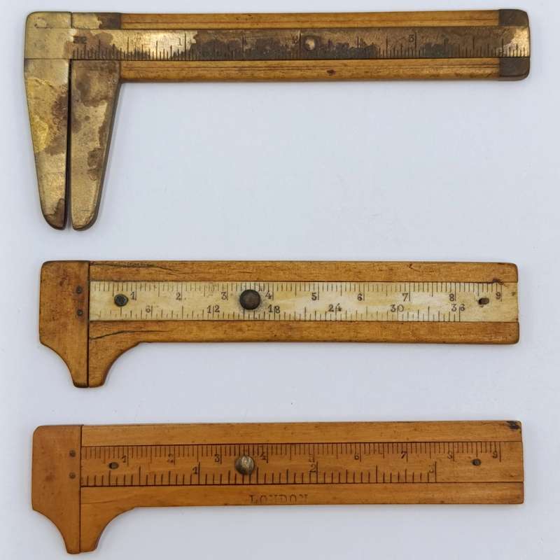 3 Antique small wooden caliper gauges