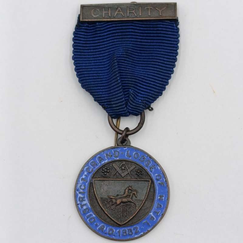 1882 Grand lodge of Natal Masonic medal with charity bar - Issued to WJ Burger