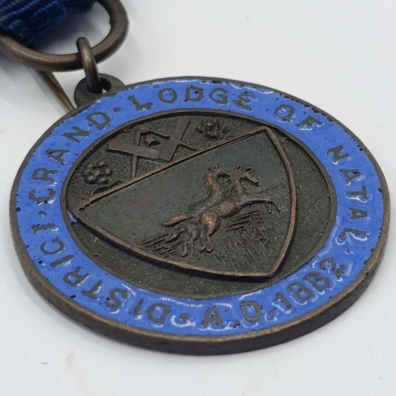 1882 Grand lodge of Natal Masonic medal with charity bar - Issued to WJ Burger