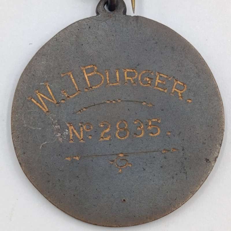 1882 Grand lodge of Natal Masonic medal with charity bar - Issued to WJ Burger