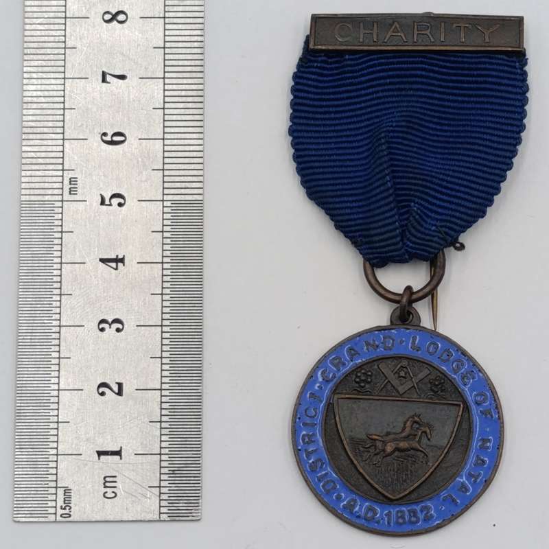 1882 Grand lodge of Natal Masonic medal with charity bar - Issued to WJ Burger