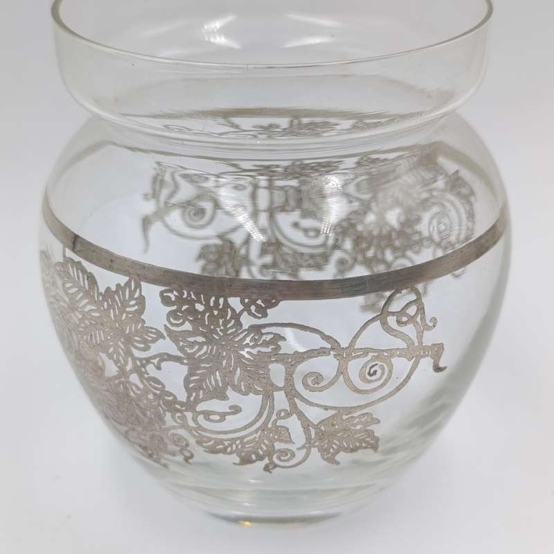Vintage glass sugar bowl with silver cladding and silverplated