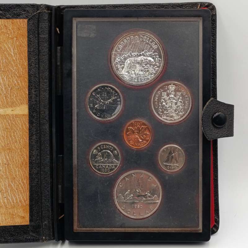 Canadian 1980 coin set with both silver and nickel dollars