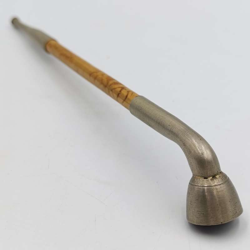 Vintage bamboo and metal opium smoking pip