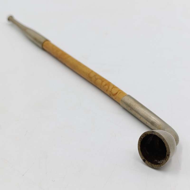 Vintage bamboo and metal opium smoking pip