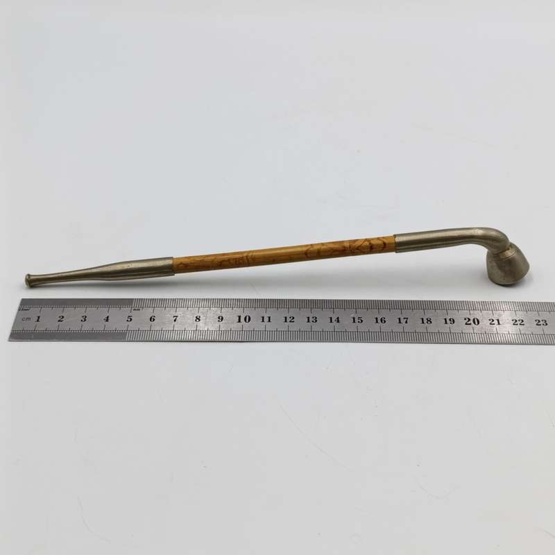 Vintage bamboo and metal opium smoking pip