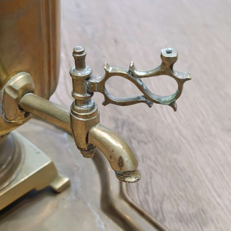Vintage brass Russian Samovar with teapot, drip ray and bowl