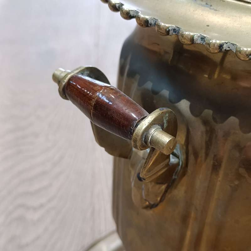 Vintage brass Russian Samovar with teapot, drip ray and bowl