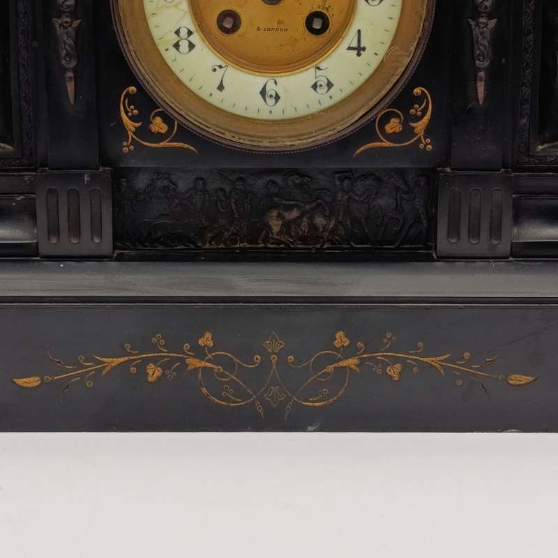 Antique Lavine Brothers Johannesburg marble stone mantle clock - runs and stops