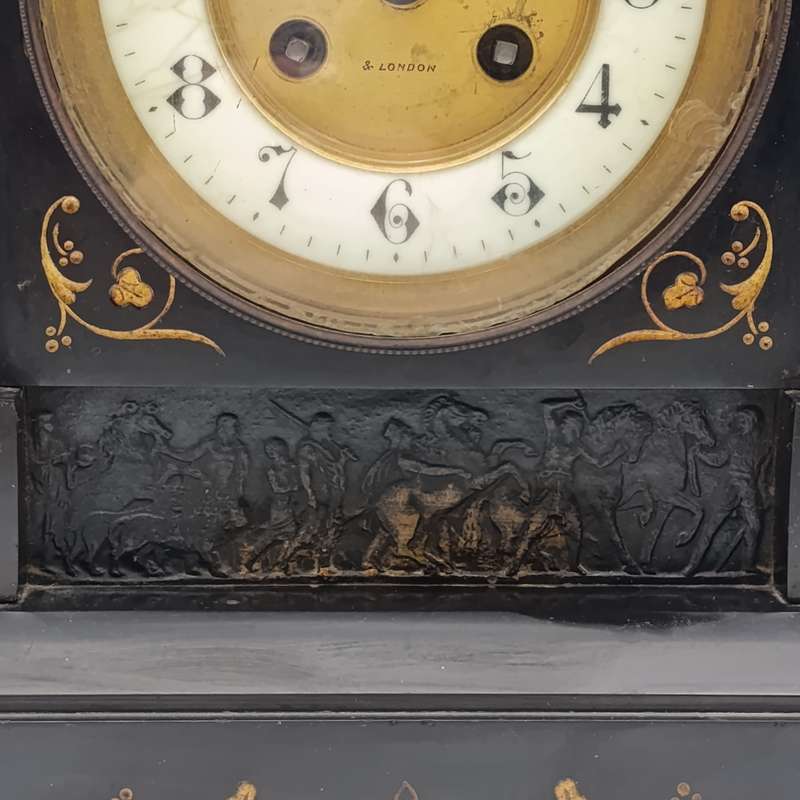 Antique Lavine Brothers Johannesburg marble stone mantle clock - runs and stops