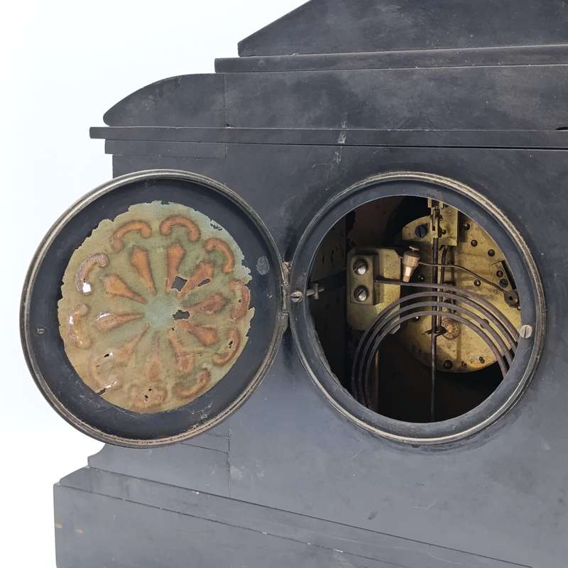 Antique Lavine Brothers Johannesburg marble stone mantle clock - runs and stops