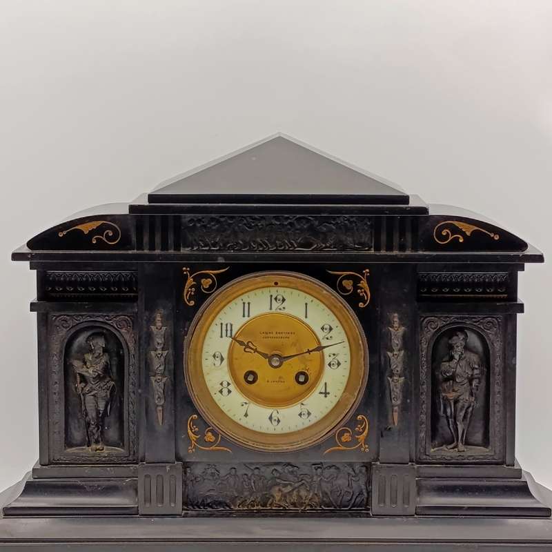 Antique Lavine Brothers Johannesburg marble stone mantle clock - runs and stops