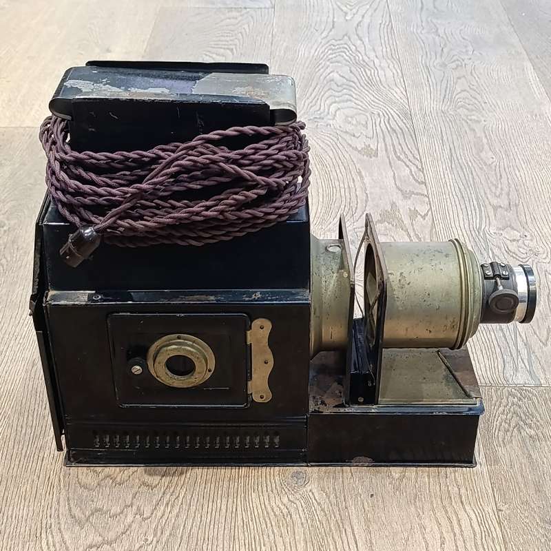 Antique Magic Lantern projector with 56 glass slides
