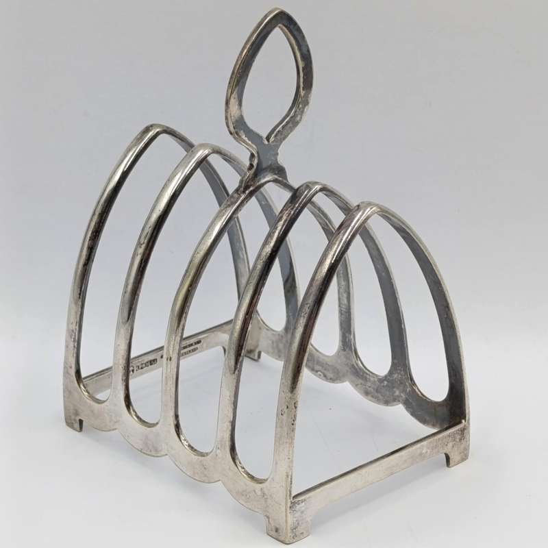 Antique silverplated 4-slice toast rack