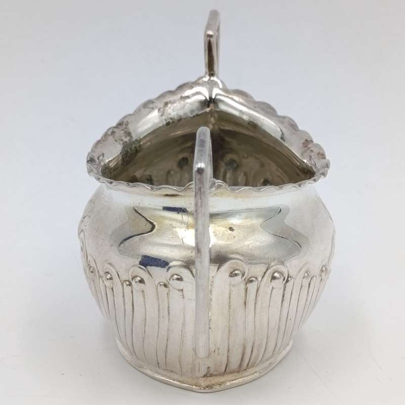 Pair of antique silverplated salt cellars with glass inners