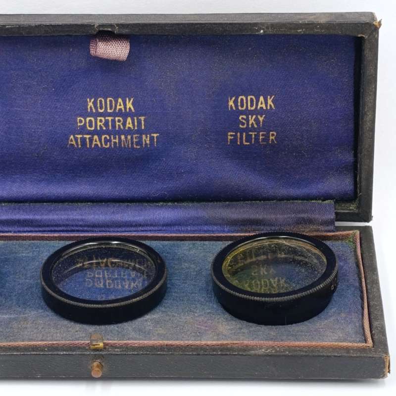 Lot of 3 Antique No.6 lens filters in case