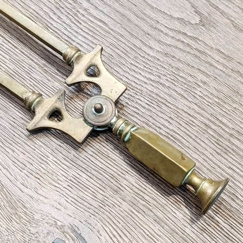 Set of 3 vintage brass fire tools