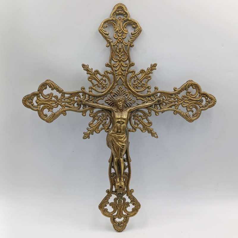 Antique large brass crucifix