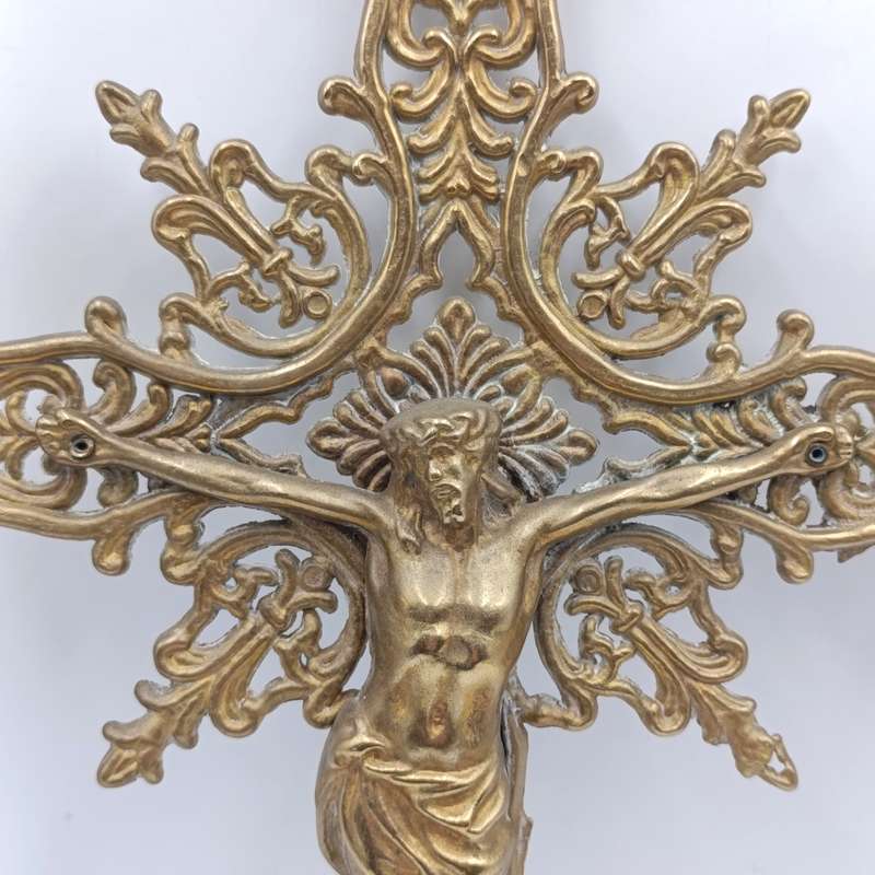 Antique large brass crucifix