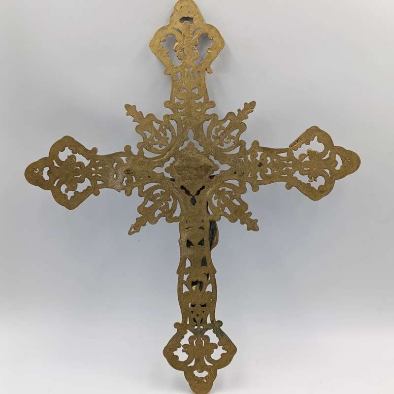 Antique large brass crucifix