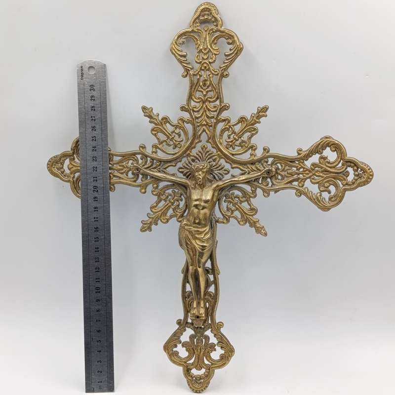Antique large brass crucifix