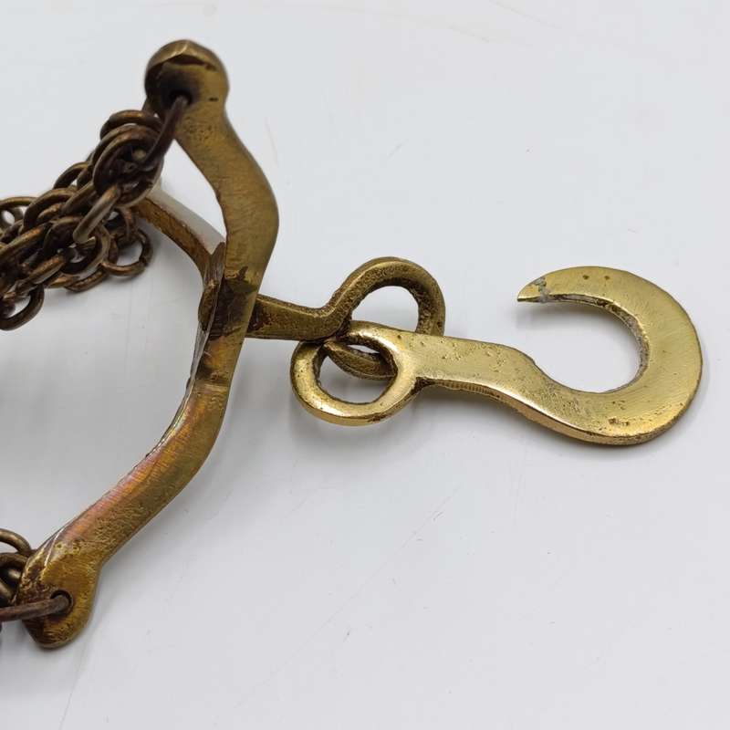 Set of 3 Antique copper flower pots with brass hook