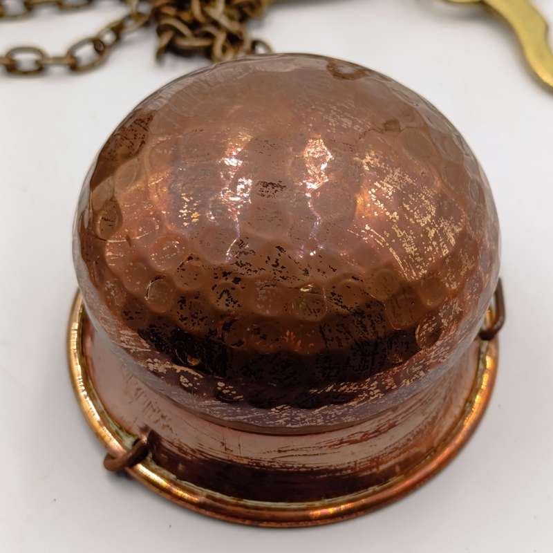 Set of 3 Antique copper flower pots with brass hook