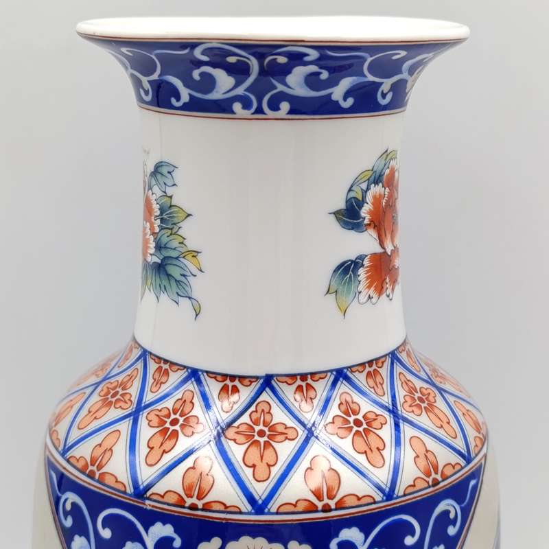 Vintage Japanese Kingfisher and floral design flower vase