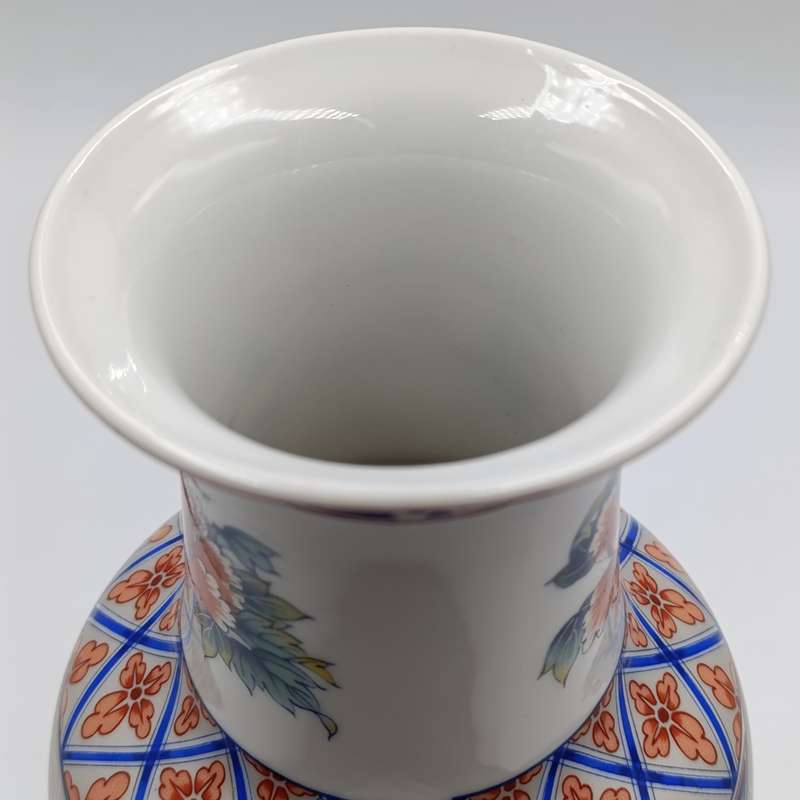 Vintage Japanese Kingfisher and floral design flower vase