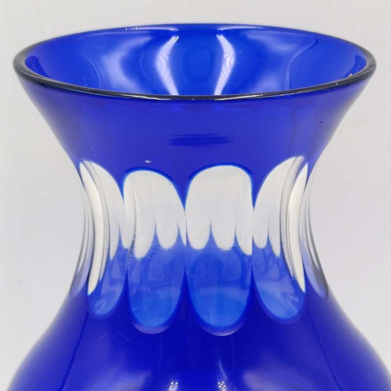 Vintage Cobalt blue cut to clear crystal vase