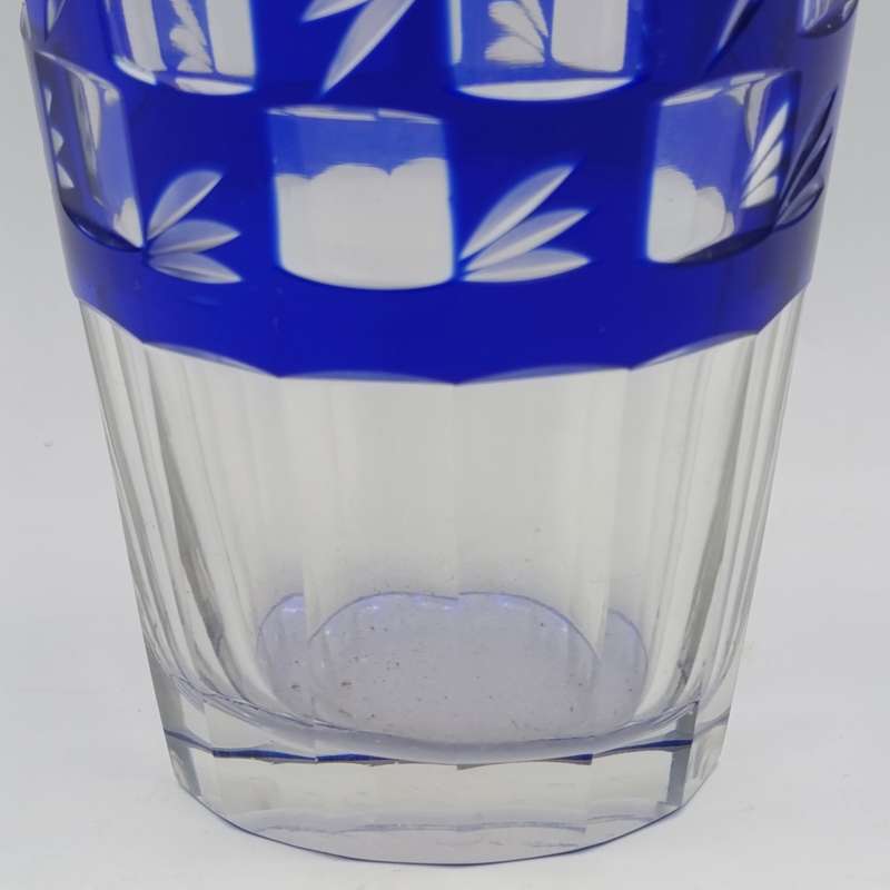 Vintage Cobalt blue cut to clear crystal vase