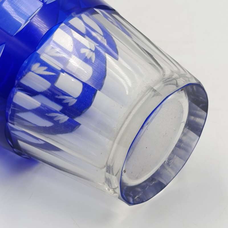 Vintage Cobalt blue cut to clear crystal vase