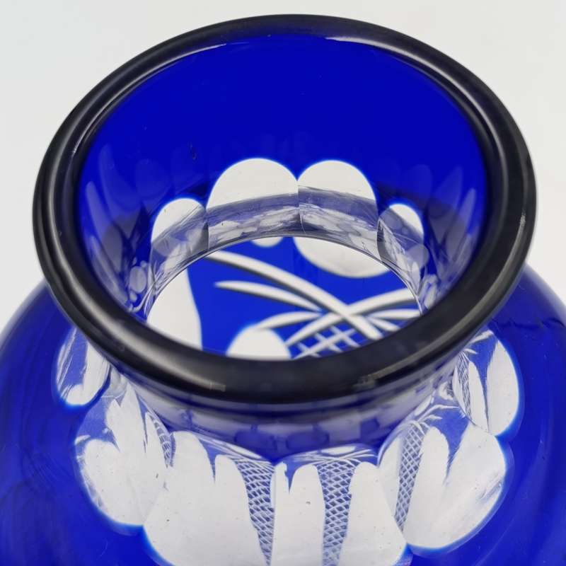 Vintage Cobalt blue cut to clear crystal vase