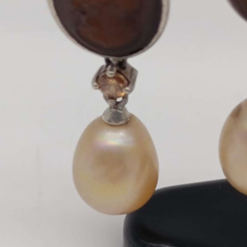 Pair of Sterling silver Thomas Sabo brown cameo earrings