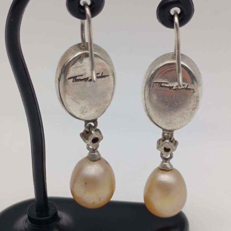 Pair of Sterling silver Thomas Sabo brown cameo earrings