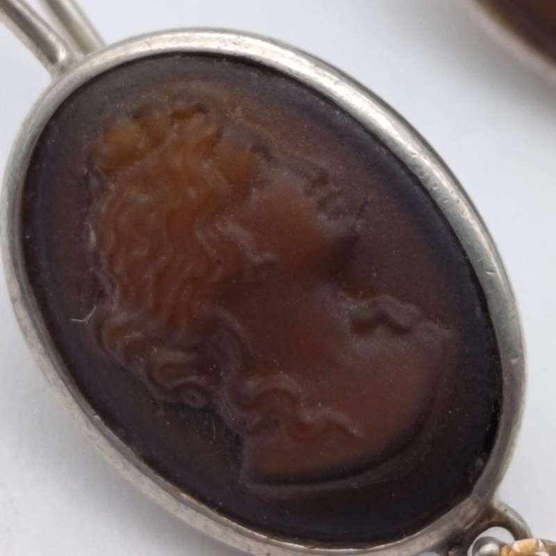 Pair of Sterling silver Thomas Sabo brown cameo earrings