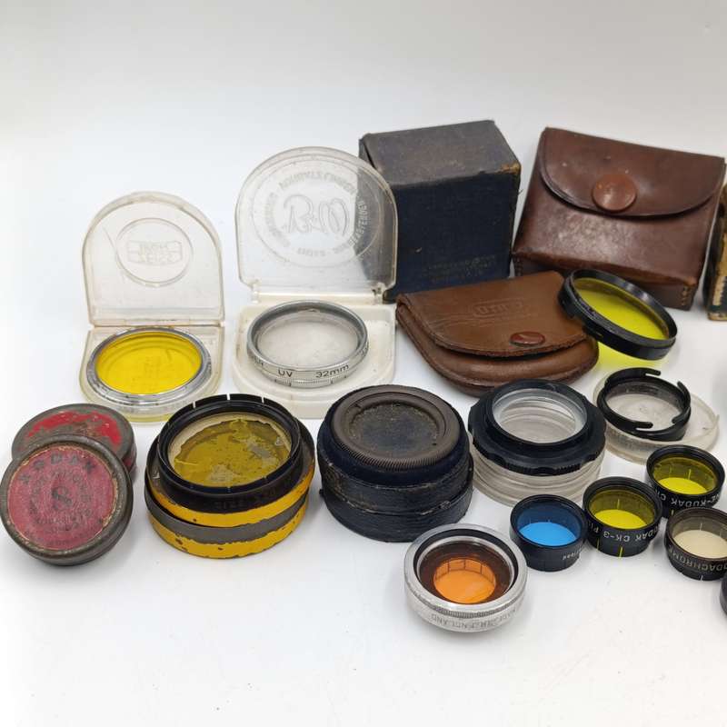 Large lot of vintage camera lens filters